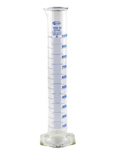 Cylinder miarowy szklany 1000 ml kl.A skala niebieska