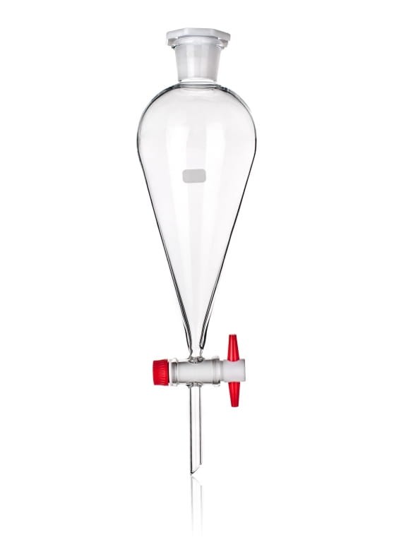 Rozdzielacz stożkowy Squiba 50 ml z kranem teflonowym GLASSCO