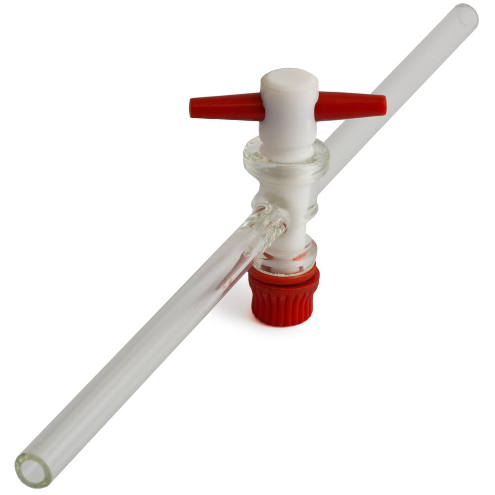 Zawór szklany jednodrogowy 4 x 10 mm kran teflonowy