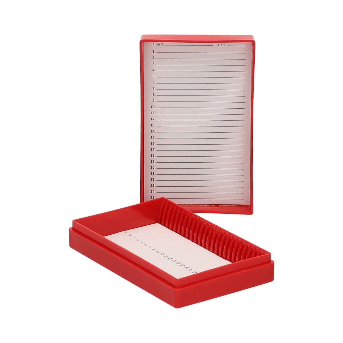 Etui na szkiełka mikroskopowe 25 miejsc, dno piankowe, czerwone - BIOLOGIX