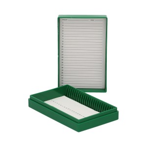 Etui na szkiełka mikroskopowe 25 miejsc, dno piankowe, zielone - BIOLOGIX