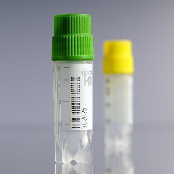 CryoKING krioprobówki 2 ml z zieloną nakrętką i kodem kreskowym + cyfrowym 25 szt.