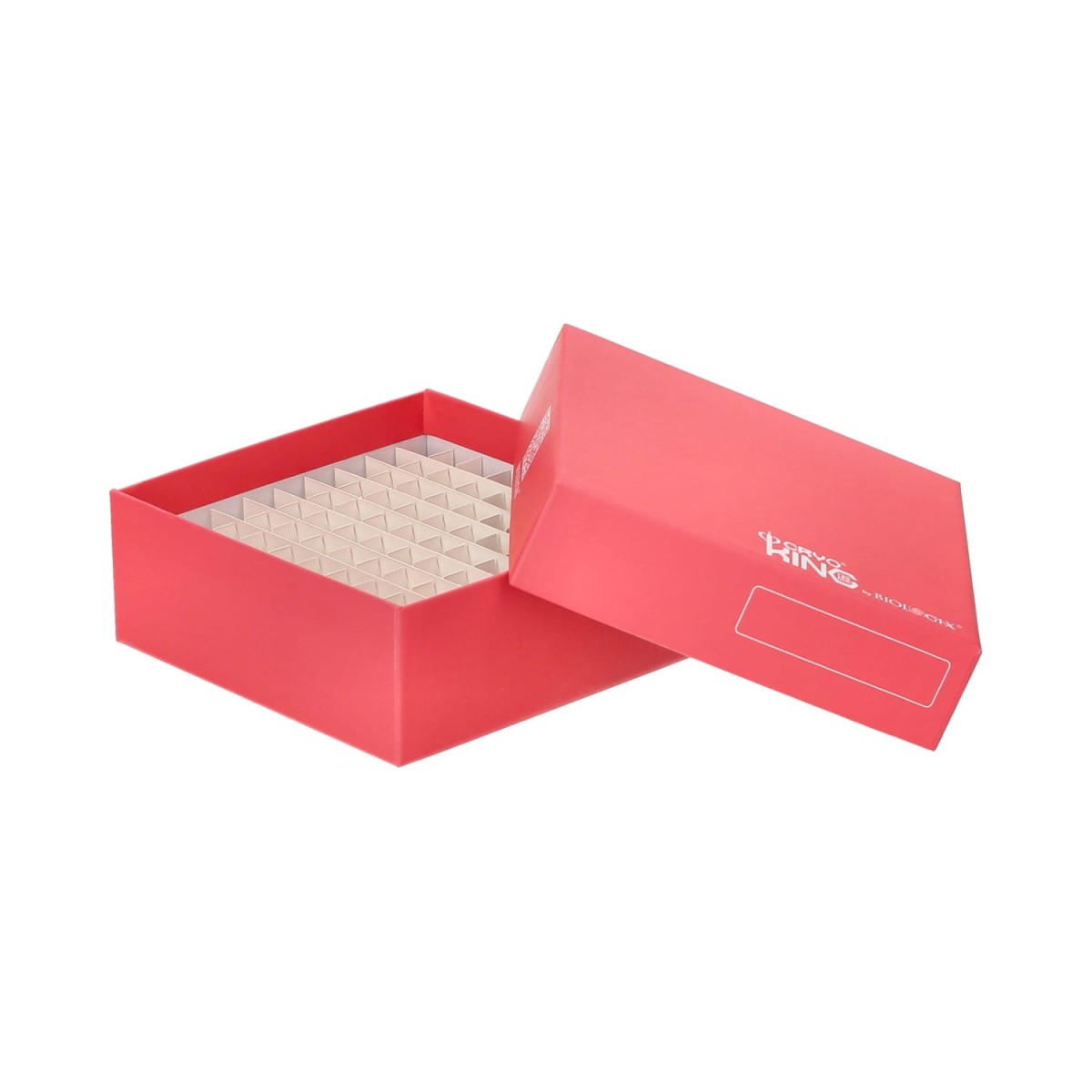 Pudełko kartonowe na probówki 100 miejsc, h 53 mm, czerwone - CryoKING