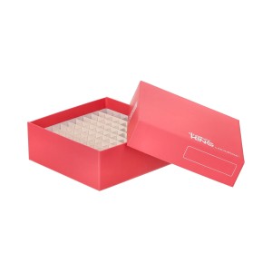 Pudełko kartonowe na probówki 100 miejsc, h 53 mm, czerwone - CryoKING