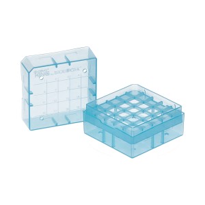 Pudełko PP na probówki 25 miejsc, h 52 mm, niebieskie - CryoKING