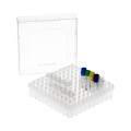 Pudełko PP na probówki 100 miejsc, h 53 mm, bezbarwne - BIOLOGIX