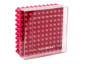 Pudełko PC na probówki 100 miejsc czerwone