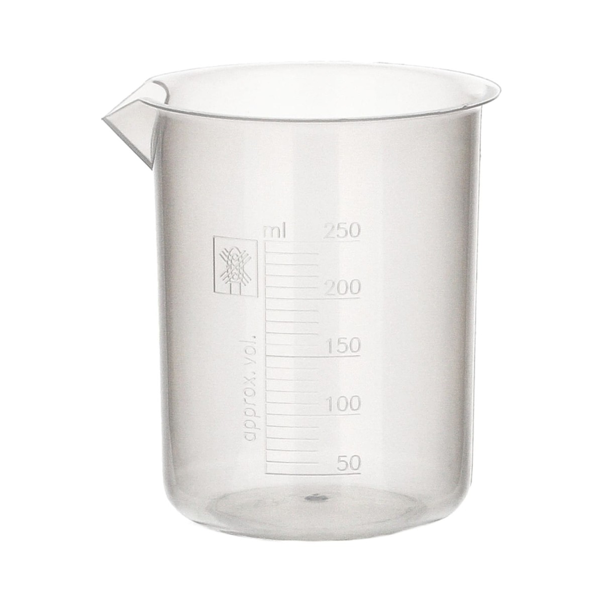 Zlewka plastikowa PP 250 ml skala tłoczona BIOSPACE