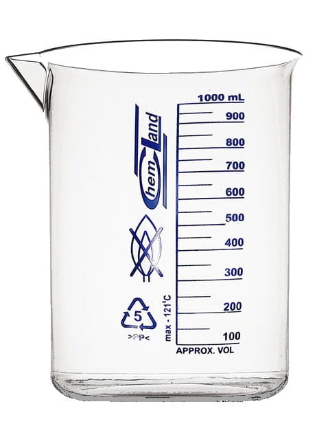 Zlewka PP 250 ml skala niebieska Chemland