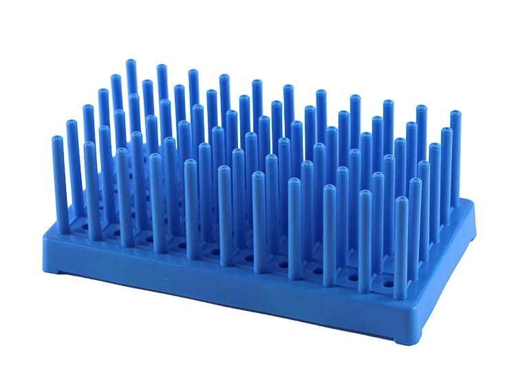 Statyw na probówki jeż, 50 miejsc fi 16 mm niebieski