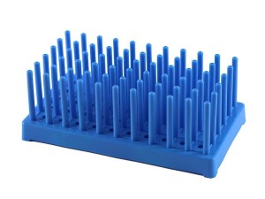 Statyw na probówki jeż, 50 miejsc fi 16 mm niebieski