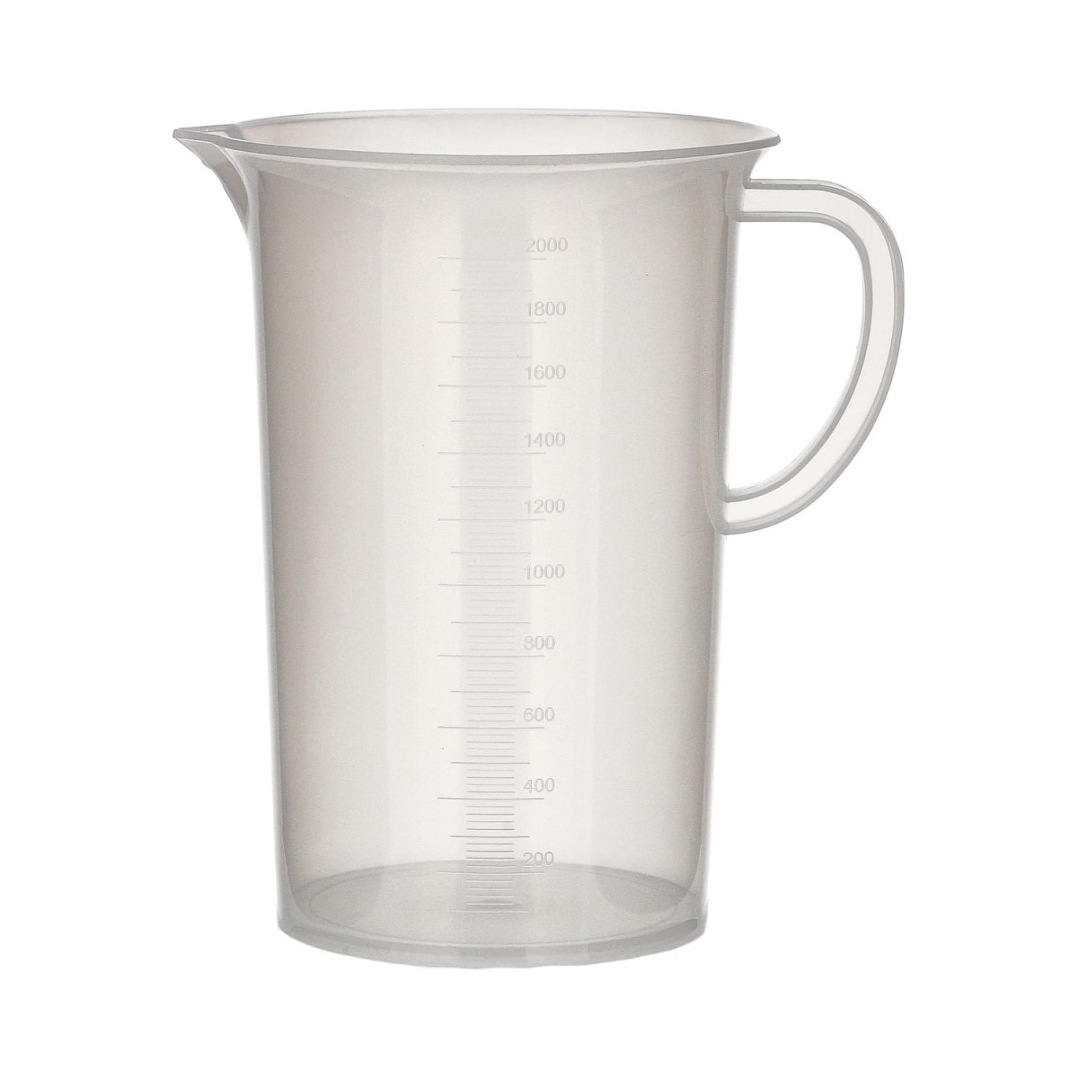 Zlewka plastikowa PP 2000 ml z uchem skala tłoczona BIOSPACE