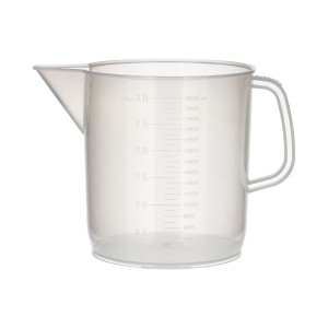 Zlewka plastikowa PP 3000 ml z uchem skala tłoczona BIOSPACE
