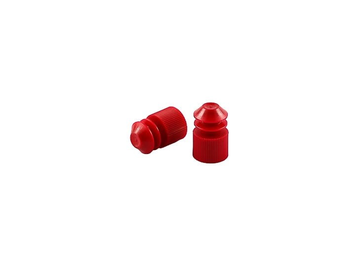 Korek PE karbowany do probówek 16 mm czerwony 100 szt.