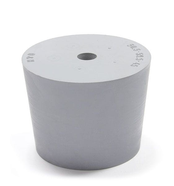 Korek gumowy fi 16,5/12,5 mm, h 20 mm z otworem szary