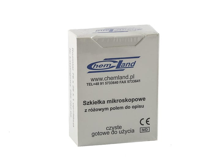 Szkiełka mikroskopowe podstawowe z różowym polem do opisu