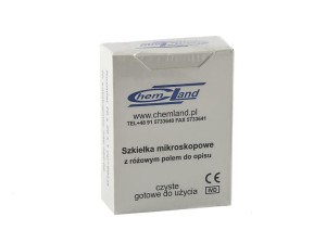 Szkiełka mikroskopowe podstawowe z różowym polem do opisu