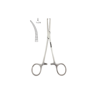 Kleszczyki Kocher zagięte z ząbkami 1x2 18 cm