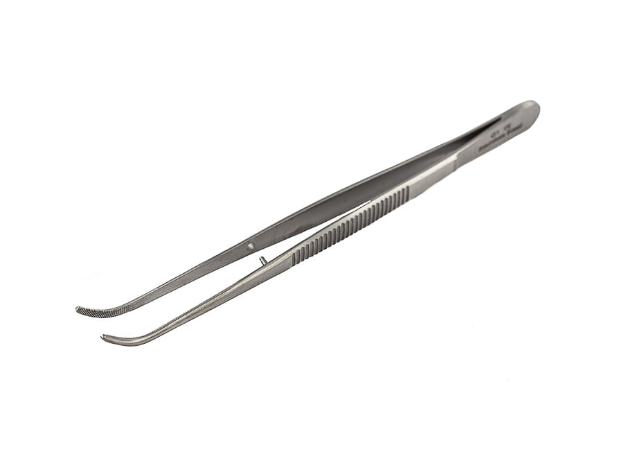 Pęseta laboratoryjna zagięta 115 mm końcówki ostre