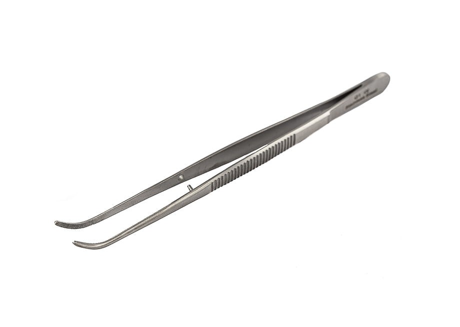 Pęseta laboratoryjna zagięta 180 mm końcówki ostre