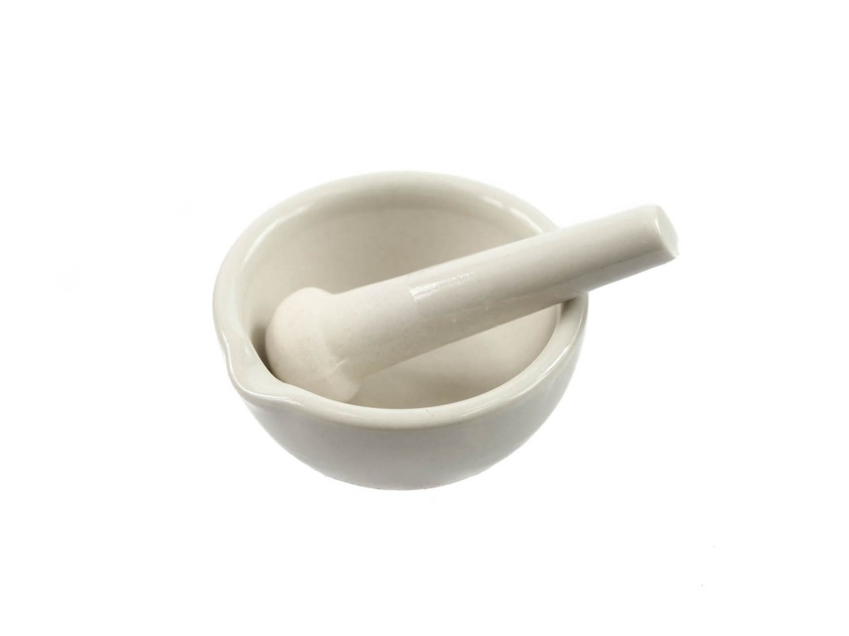 Moździerz porcelanowy fi 90 mm z tłuczkiem Chemland