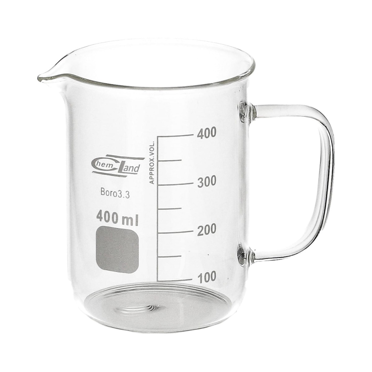 Zlewka szklana 400 ml z uchem Chemland
