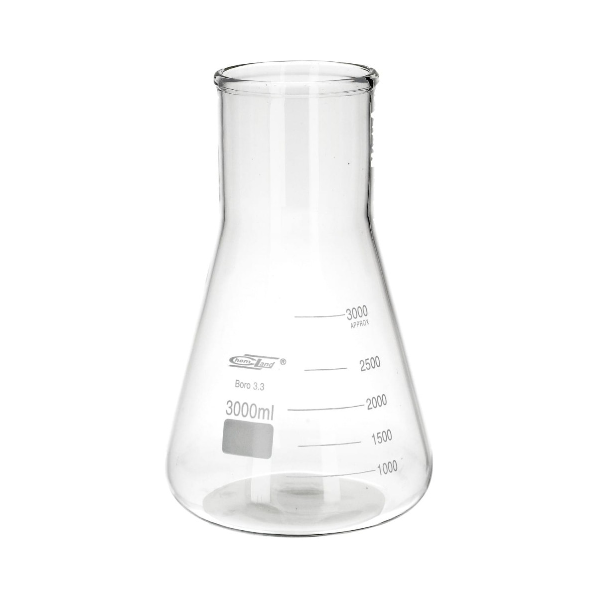 Kolba stożkowa szklana 3000 ml szeroka szyja - Chemland