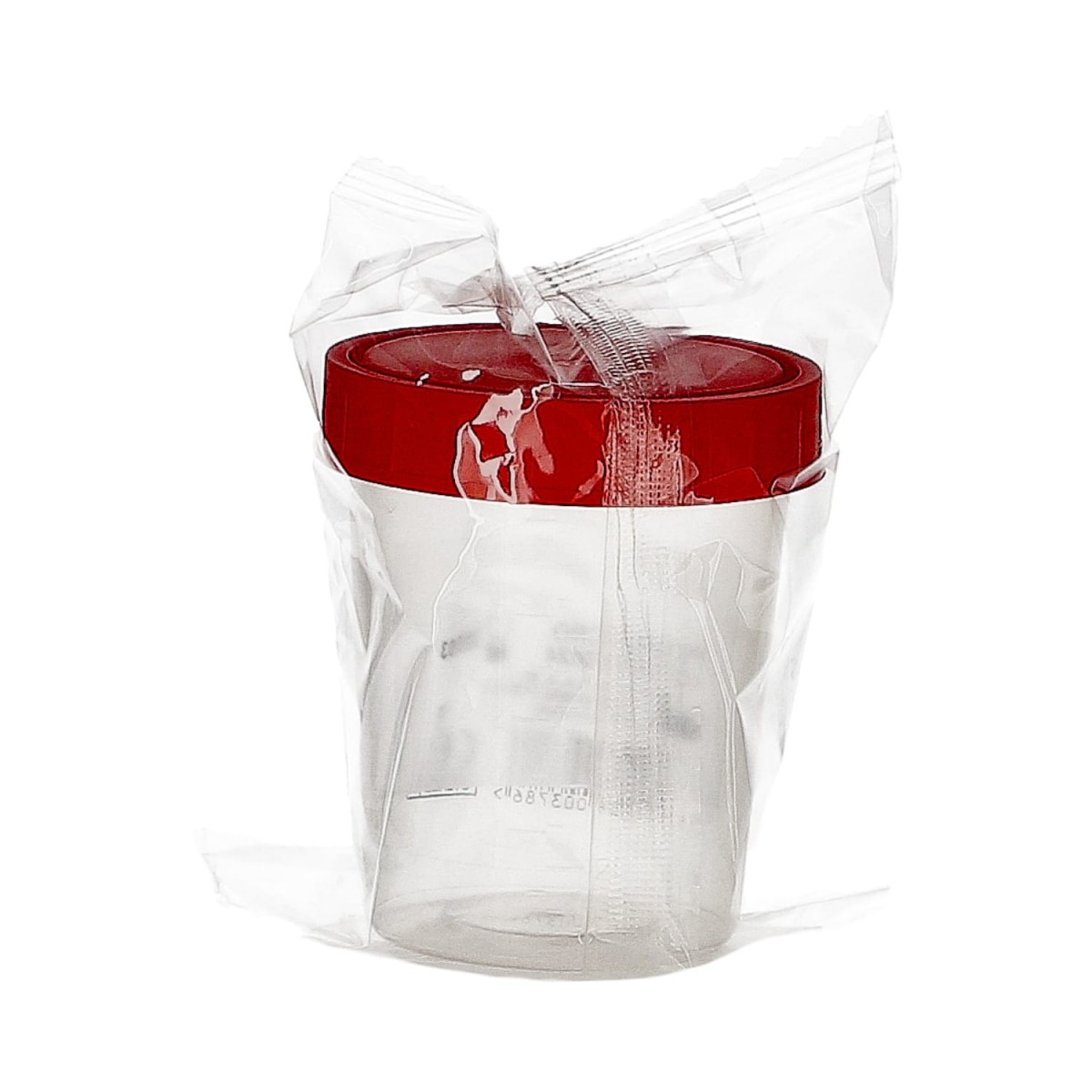 Pojemnik na mocz 125 ml z nakrętką czerwoną STERYLNY