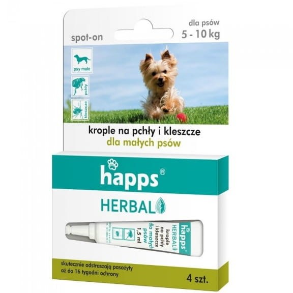 Krople na pchły i kleszcze dla małych psów HAPPS Herbal