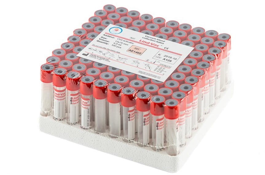 Probówki z aktywatorem na 4 ml krwi do surowicy 13x75 mm 100 szt. Lind-Vac