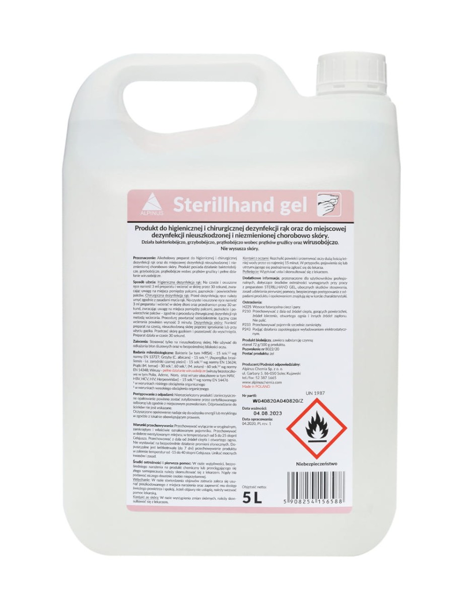 Żel do dezynfekcji rąk 5 L Sterillhand Gel