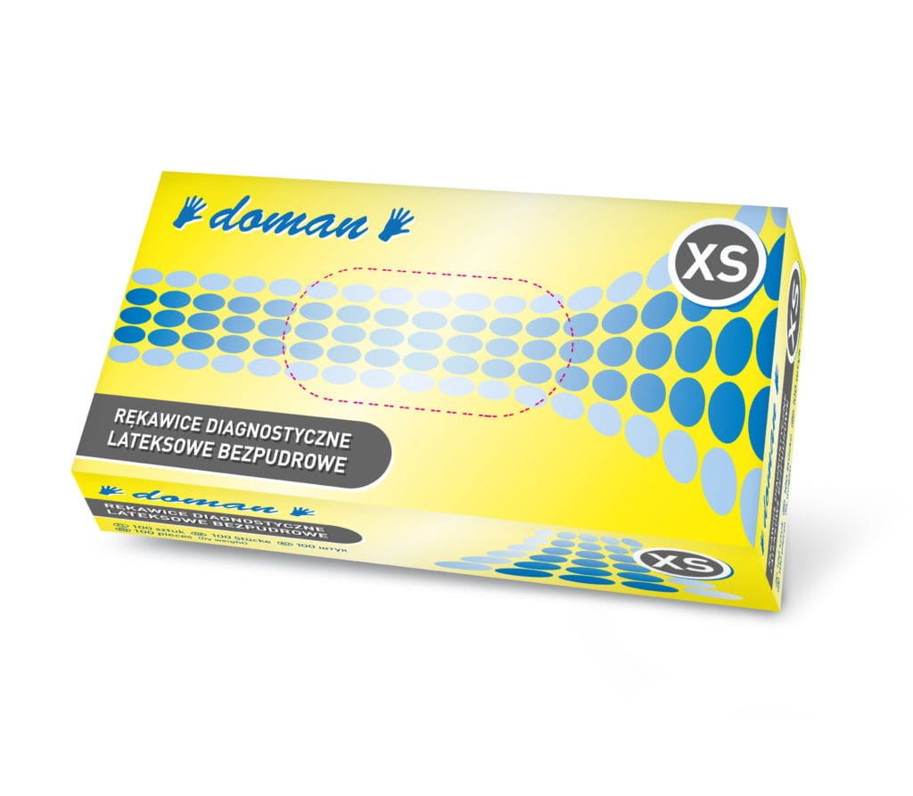 Rękawice lateksowe bezpudrowe DOMAN XS 100 szt.