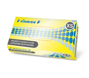 Rękawice lateksowe bezpudrowe DOMAN XS 100 szt.