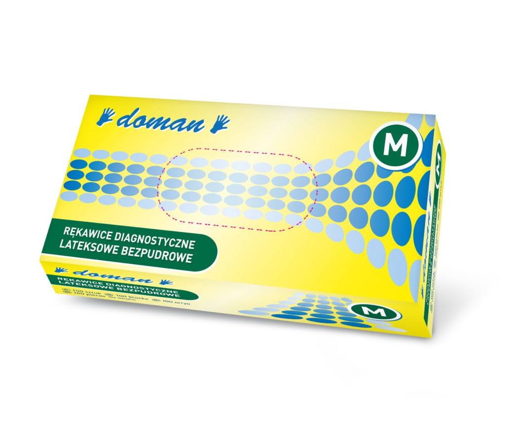 Rękawice lateksowe bezpudrowe DOMAN M 100 szt.