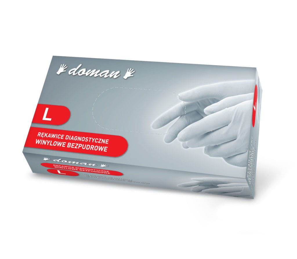 Rękawice winylowe bezpudrowe DOMAN L 100 szt.