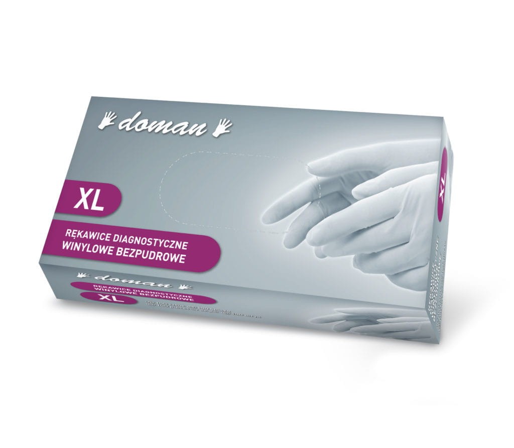 Rękawice winylowe bezpudrowe DOMAN XL 100 szt.