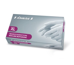 Rękawice winylowe bezpudrowe DOMAN XL 100 szt.