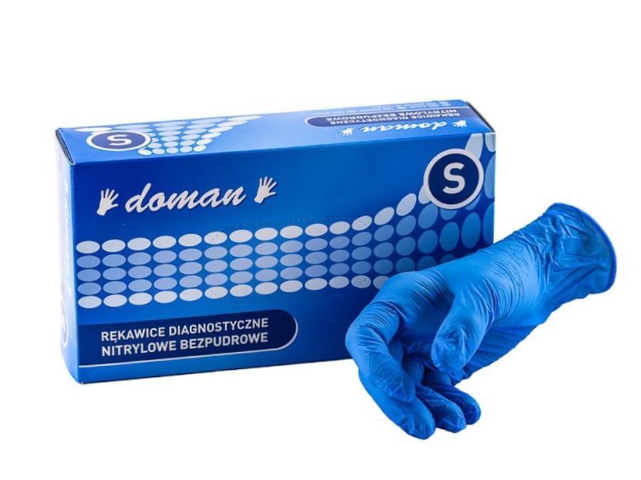 Rękawice nitrylowe niebieskie DOMAN S 100 szt.