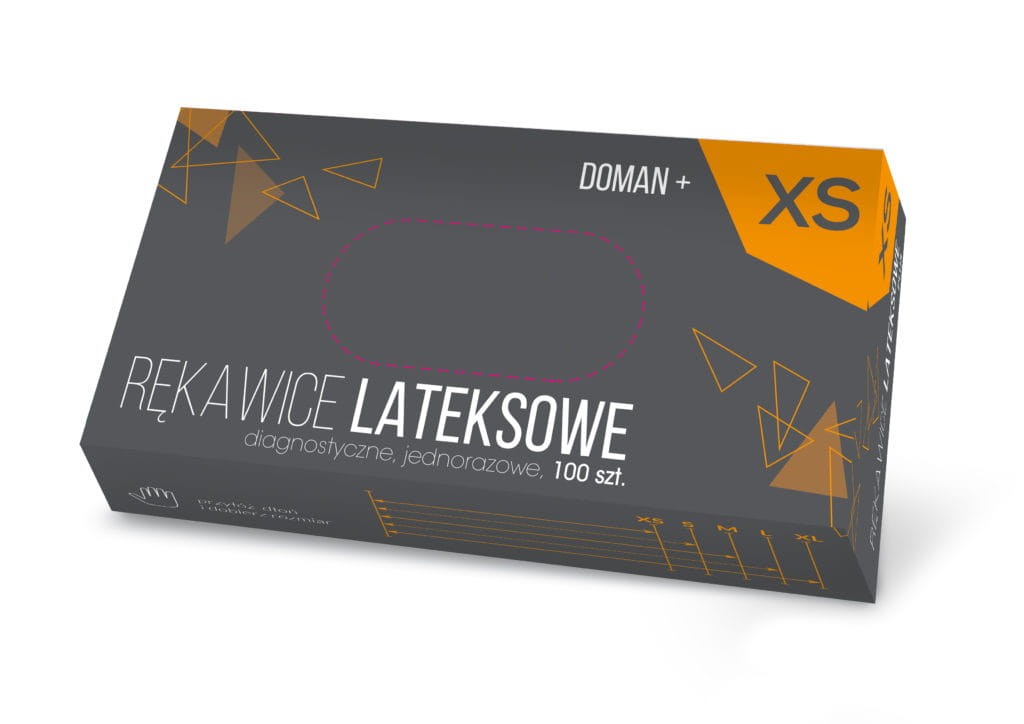 Rękawice lateksowe pudrowane DOMAN+ XS 100 szt.