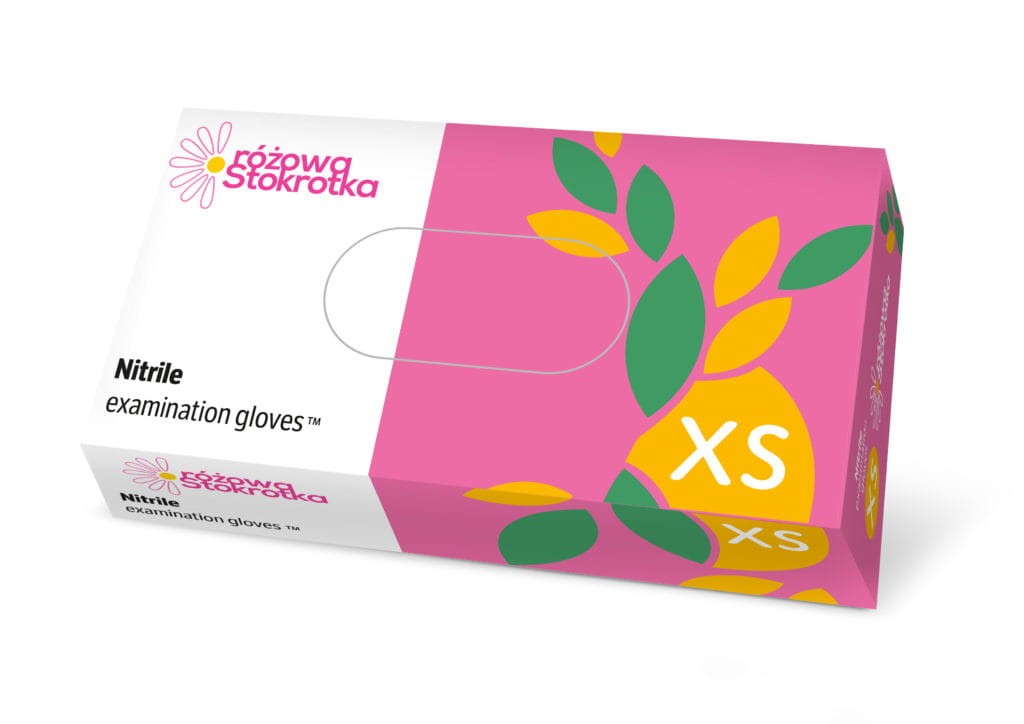 Rękawice nitrylowe różowe DOMAN XS 100 szt.