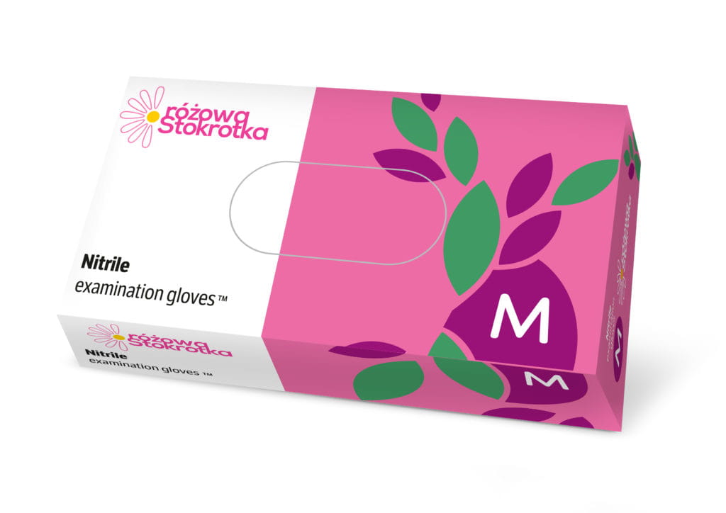 Rękawice nitrylowe różowe DOMAN M 100 szt.