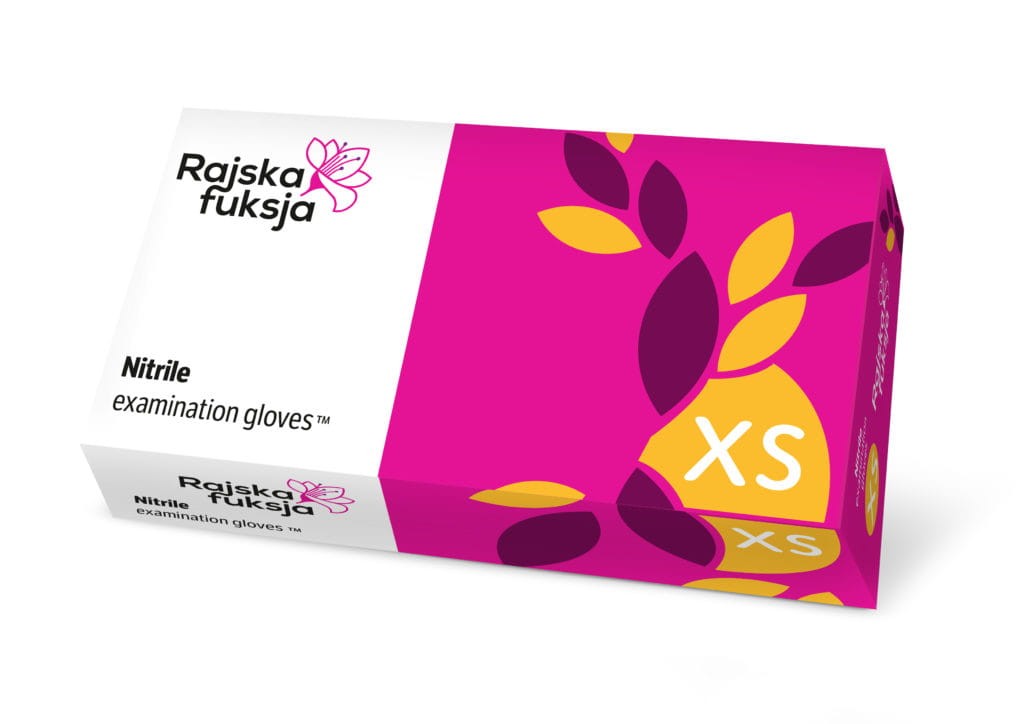 Rękawice nitrylowe fuksja DOMAN XS 100 szt.