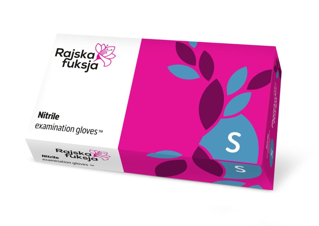 Rękawice nitrylowe fuksja DOMAN S 100 szt.