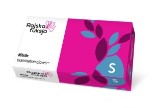 Rękawice nitrylowe fuksja DOMAN S 100 szt.