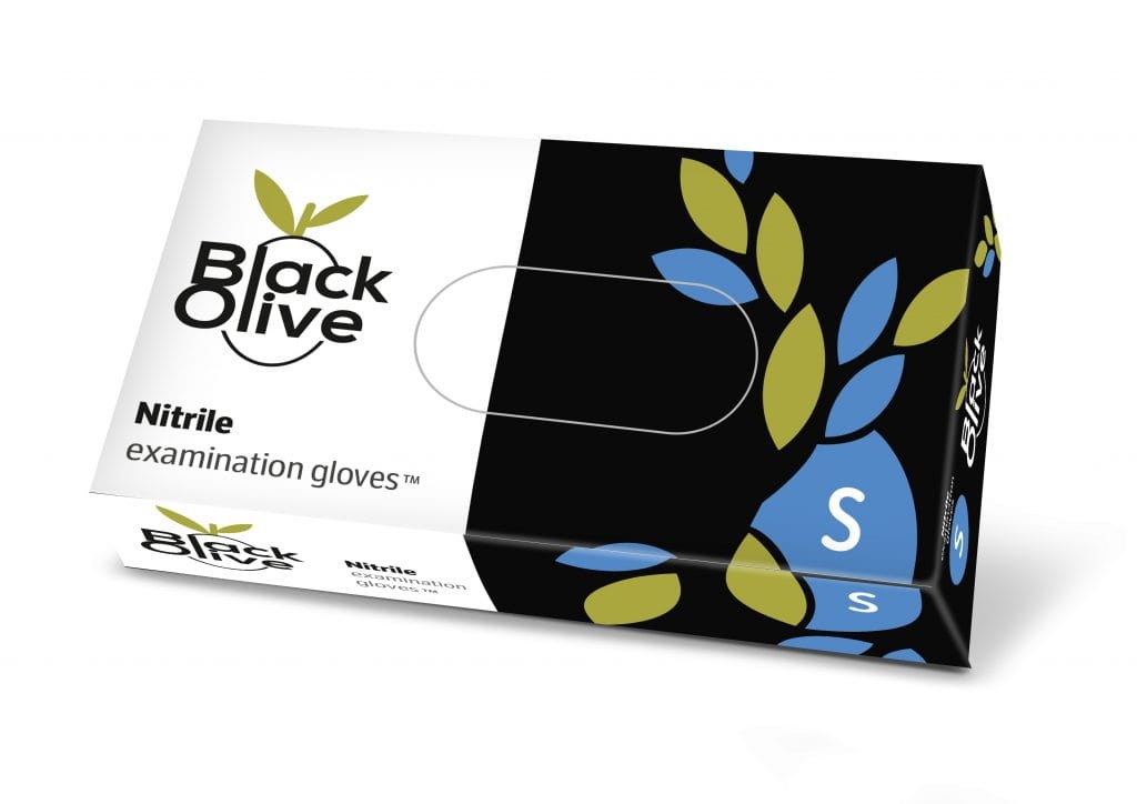 Rękawice nitrylowe czarne BLACK OLIVES S 100 szt.