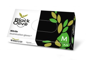 Rękawice nitrylowe czarne BLACK OLIVES M 100 szt.