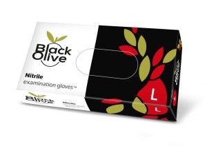 Rękawice nitrylowe czarne BLACK OLIVES L 100 szt.