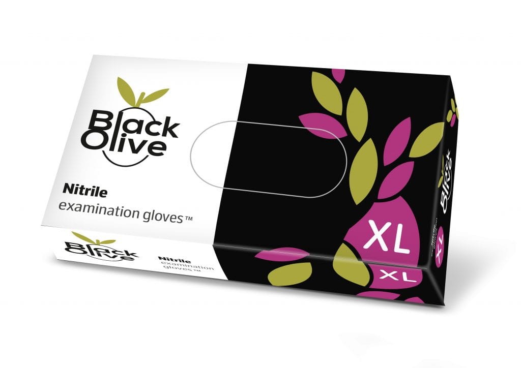 Rękawice nitrylowe czarne BLACK OLIVES XL 100 szt.