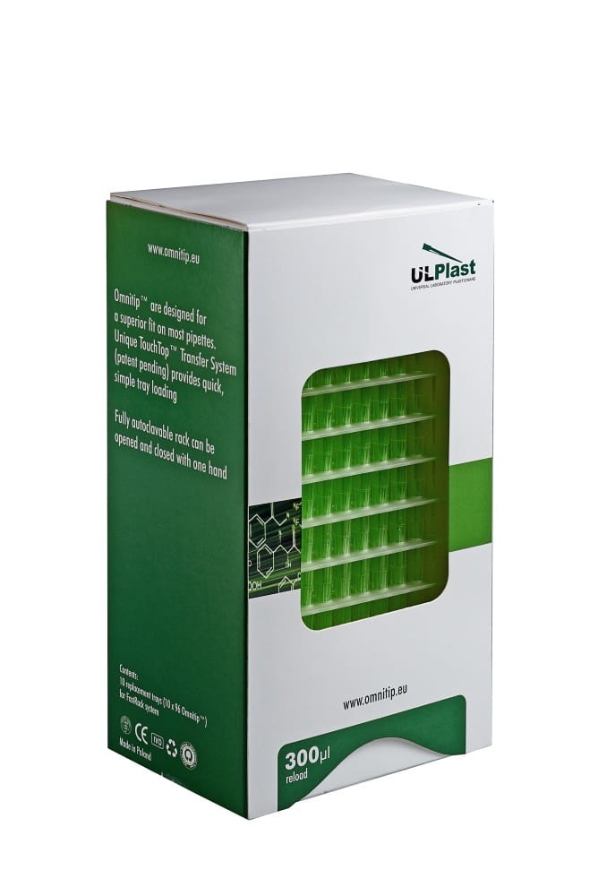 Końcówki do pipet 300 ul w tackach 10 x 96 szt. Fastrack OMNITIP