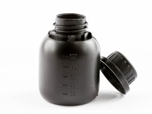 Butelka HDPE 100 ml czarna z nakrętką z plombą